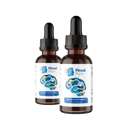 Two bottles of PinealPure liquid memory formula