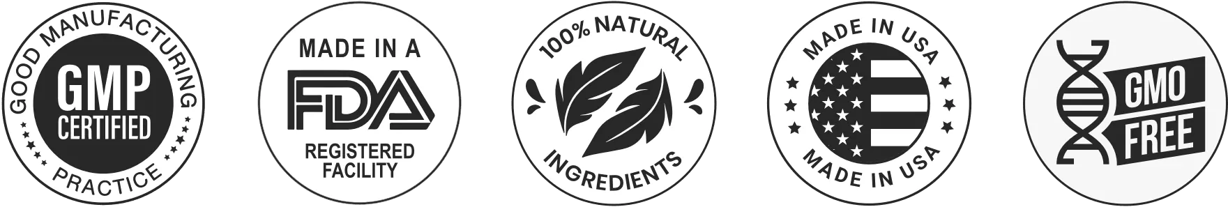 PinealPure security and quality trust badges including FDA inspected facility and money back guarantee